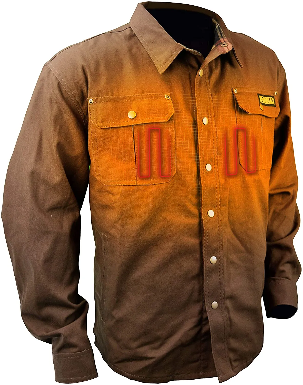 DeWalt DCHJ081TD1 Unisex Heated Heavy Duty Shirt Jacket Kit - Tobacco