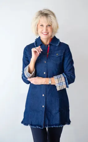 Dizzy Lizzie Park Slope Denim Jacket Fringed With BB Trim