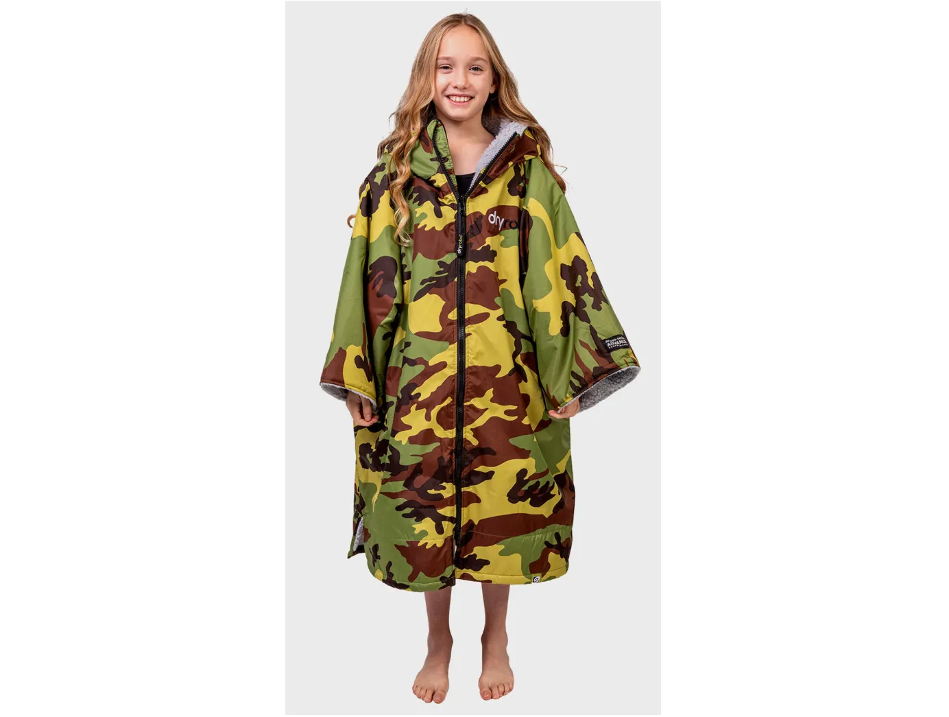 Dryrobe Advance Kids Short Sleeve - 5-9 Years - Camo/Grey