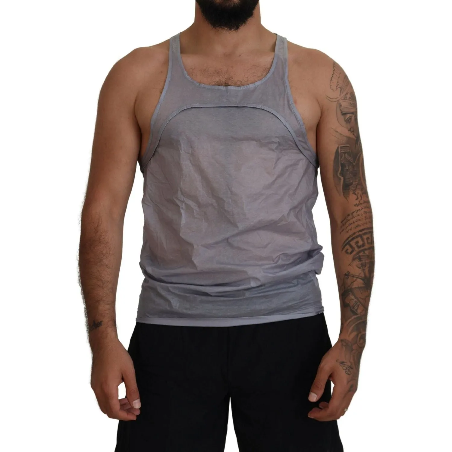 Dsquared² Light Gray Cotton Sleeveless Tank Men Top T-shirt