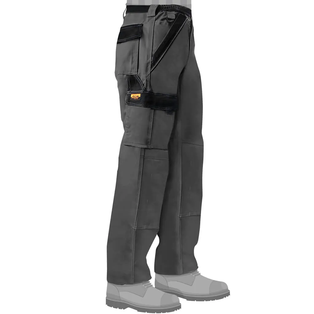 DuraDrive Men's Grey 65% Polyester/35% Cotton Two Tone Tradesman Double Knee Cargo Work Pant