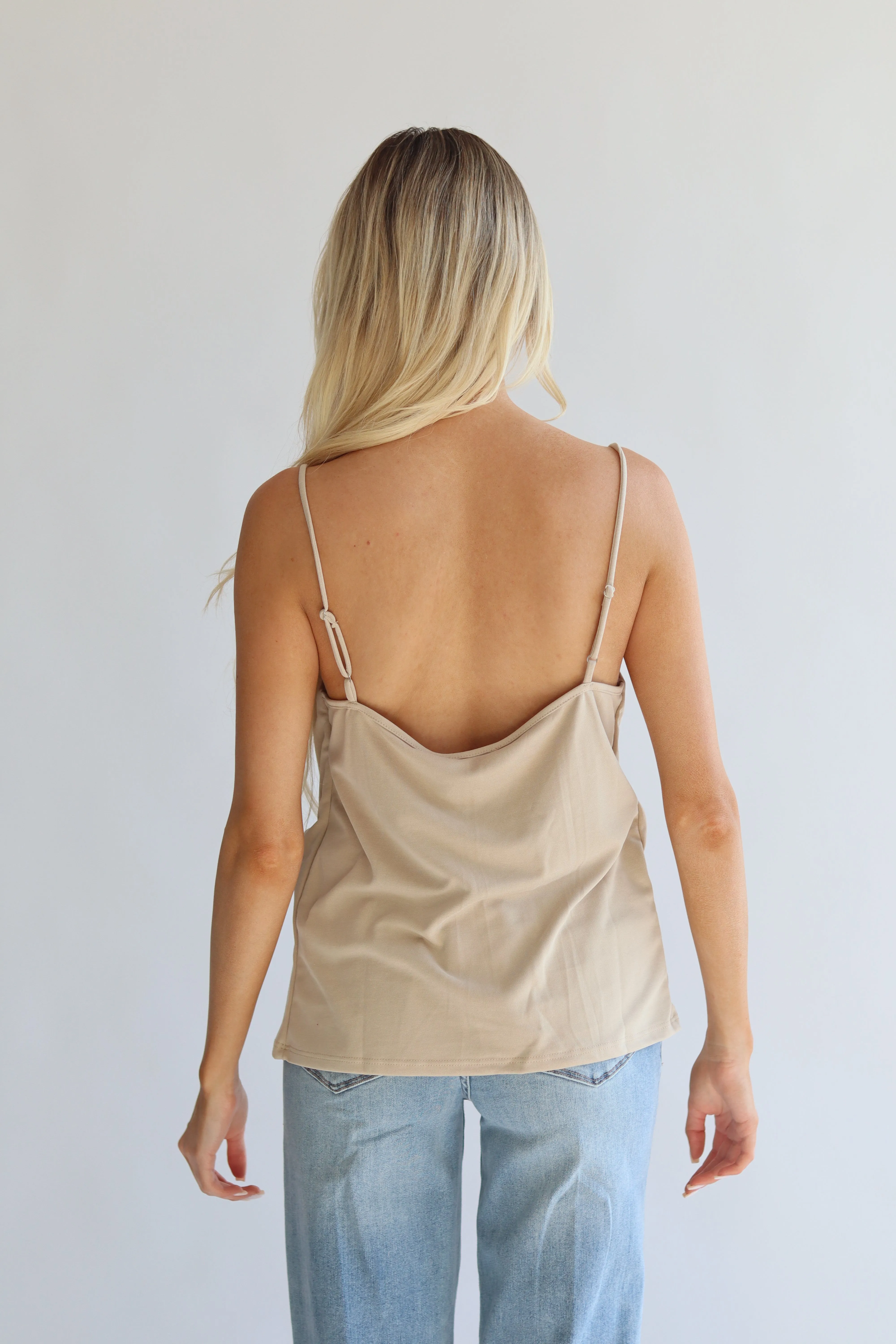 Elan Stretch-Jersey Cowlneck Camisole