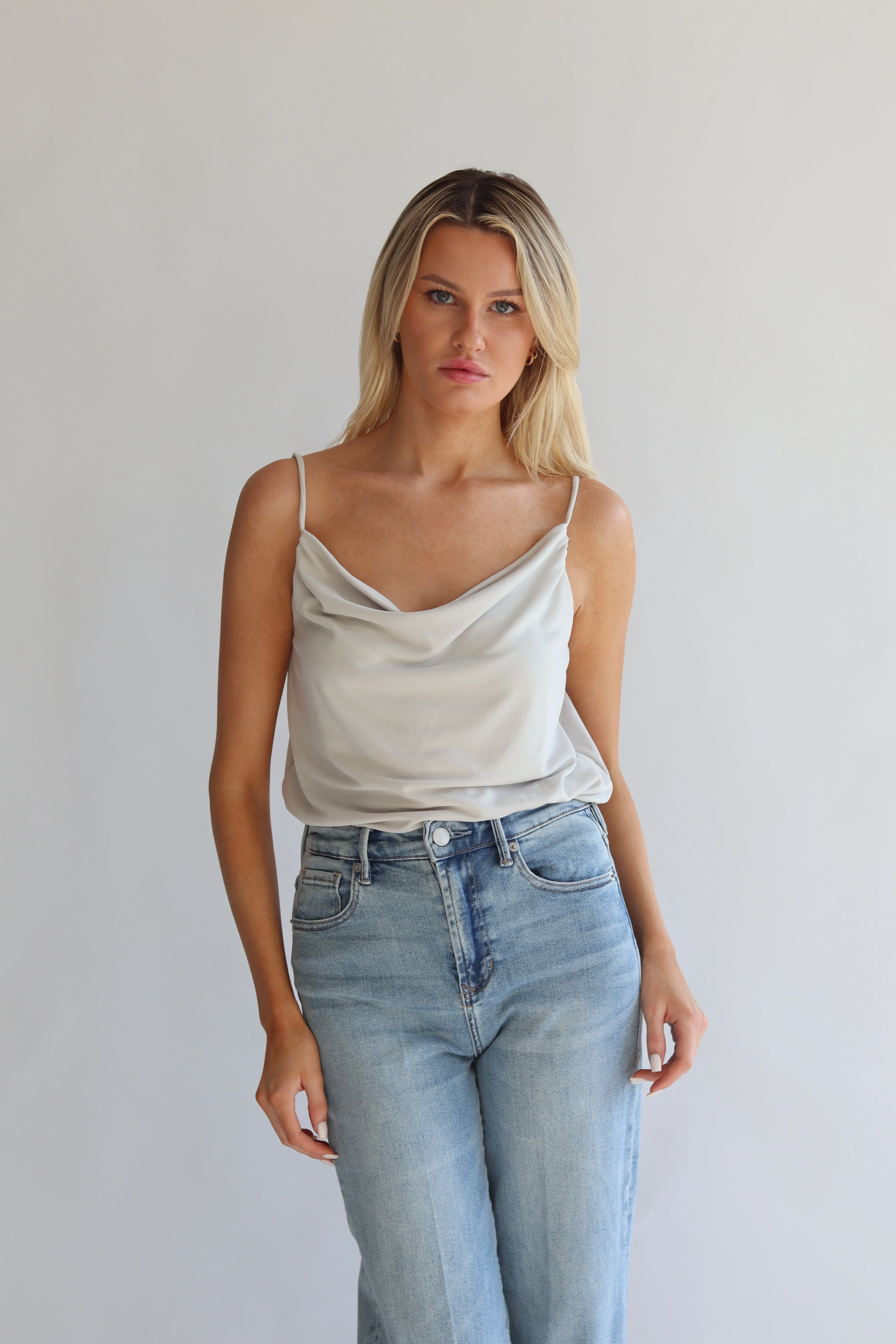 Elan Stretch-Jersey Cowlneck Camisole