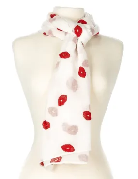 Embroidered Kisses Spring Scarf - White