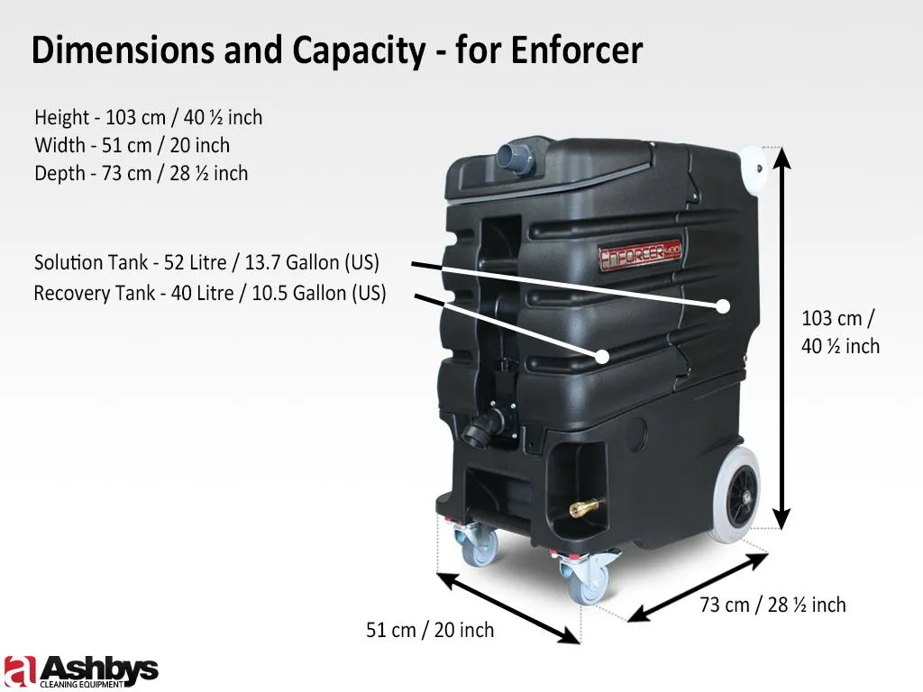 Enforcer Carpet Cleaning Machine | 400 psi | 2 x Genuine Lamb Ametek 3 Stage 7.2" HD Vacs