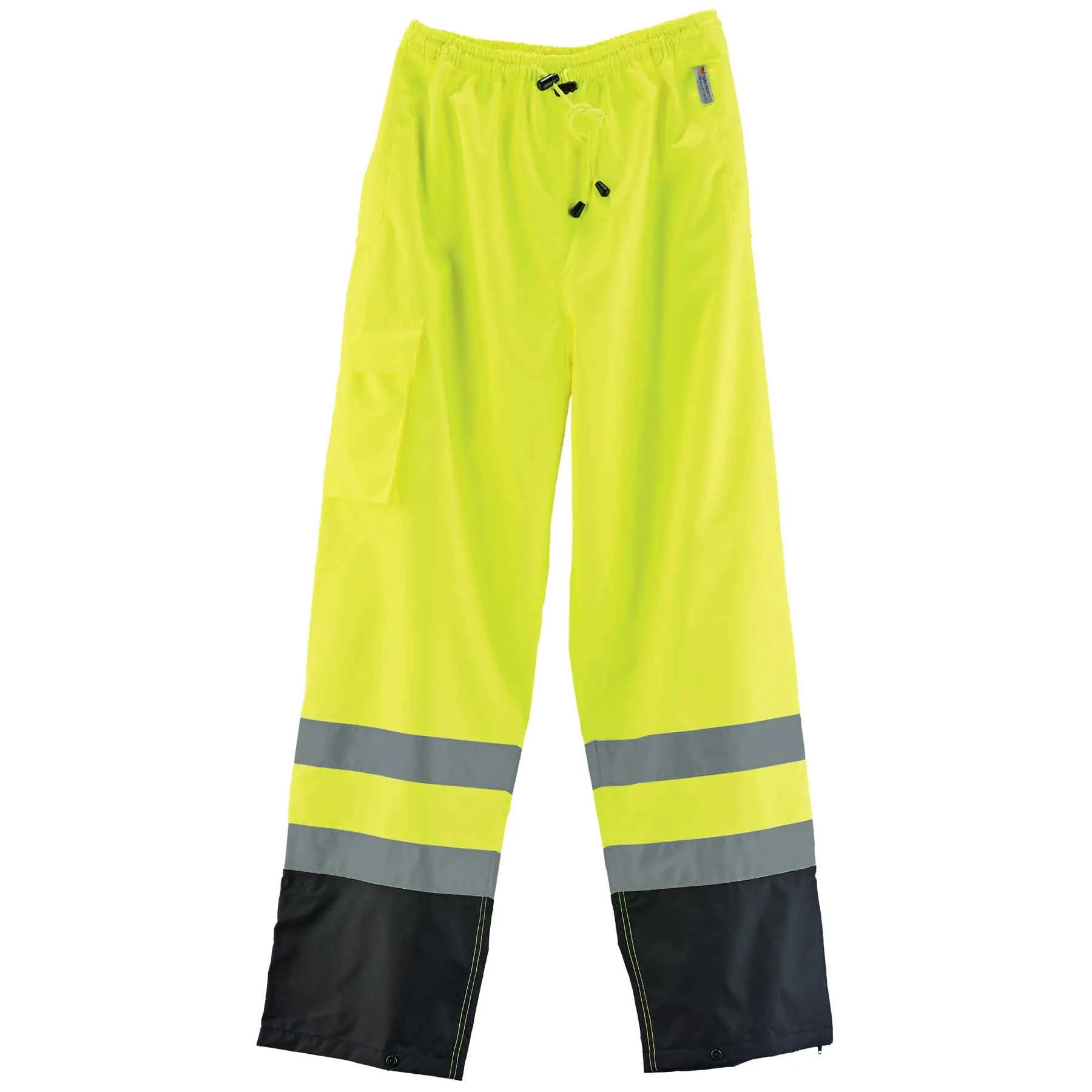 Ergodyne 25422 GloWear 8915BK Supplemental Class E Black Bottom Rain Pants, Small, HV Lime