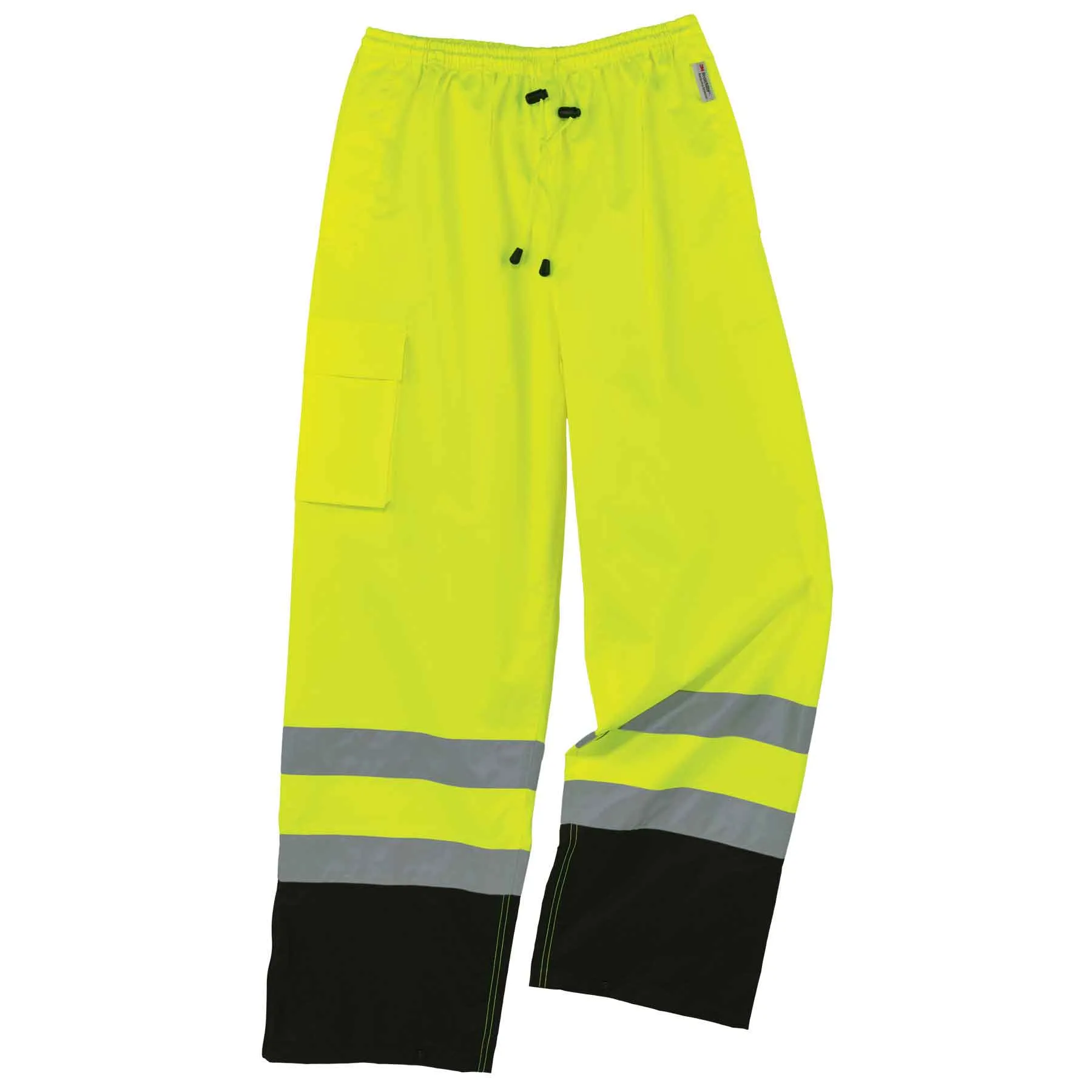 Ergodyne 25422 GloWear 8915BK Supplemental Class E Black Bottom Rain Pants, Small, HV Lime