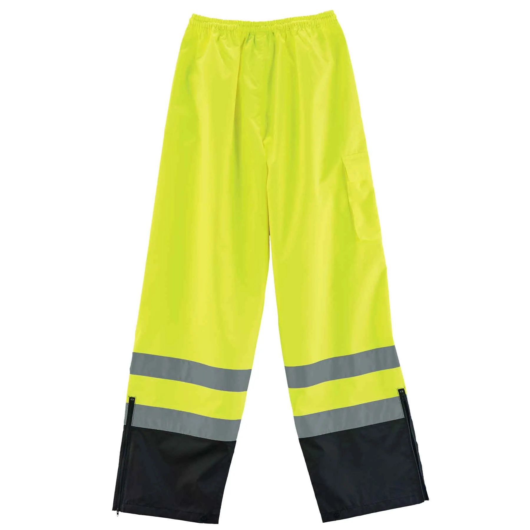 Ergodyne 25423 GloWear 8915BK Supplemental Class E Black Bottom Rain Pants, Medium, HV Lime