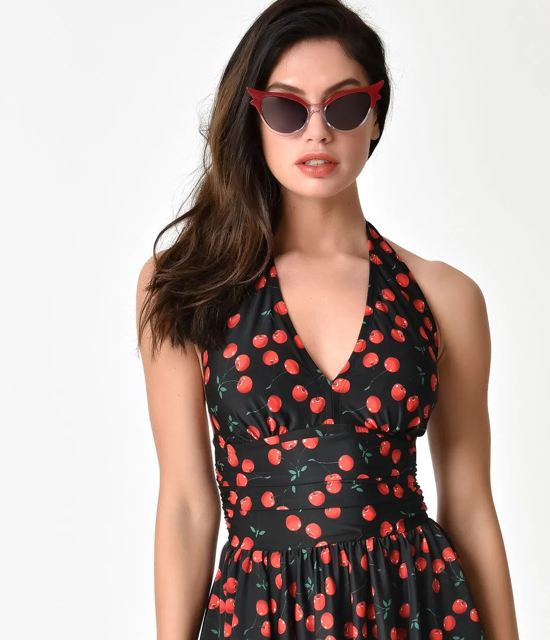 Esther Williams Rockabilly Black Cherry Marilyn Halter Swimdress