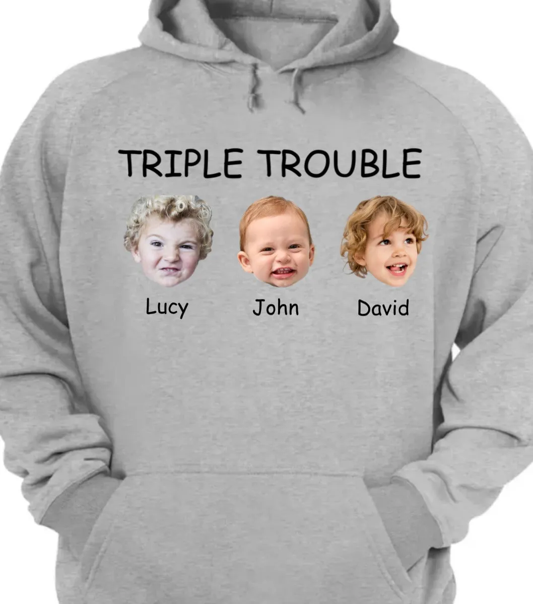 Family - Custom Photo Funny Faces Double Trouble - Personalized Unisex T-shirt, Hoodie, Sweatshirt