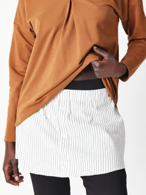 FAUX SHIRT TAIL SKIRT STRIPE - WHITEBLACK- 29922