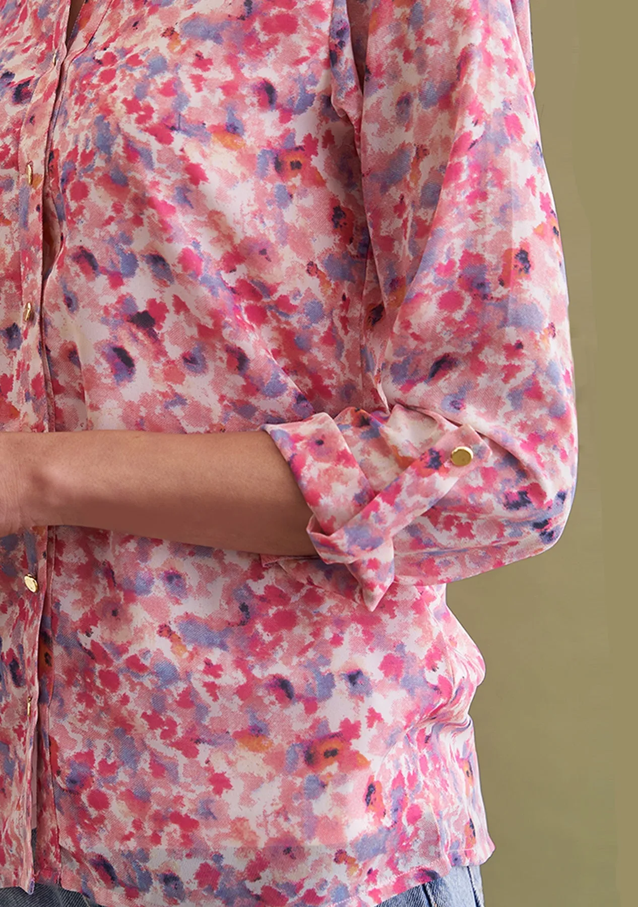 Floral Printed Multicolor Women's Shirt