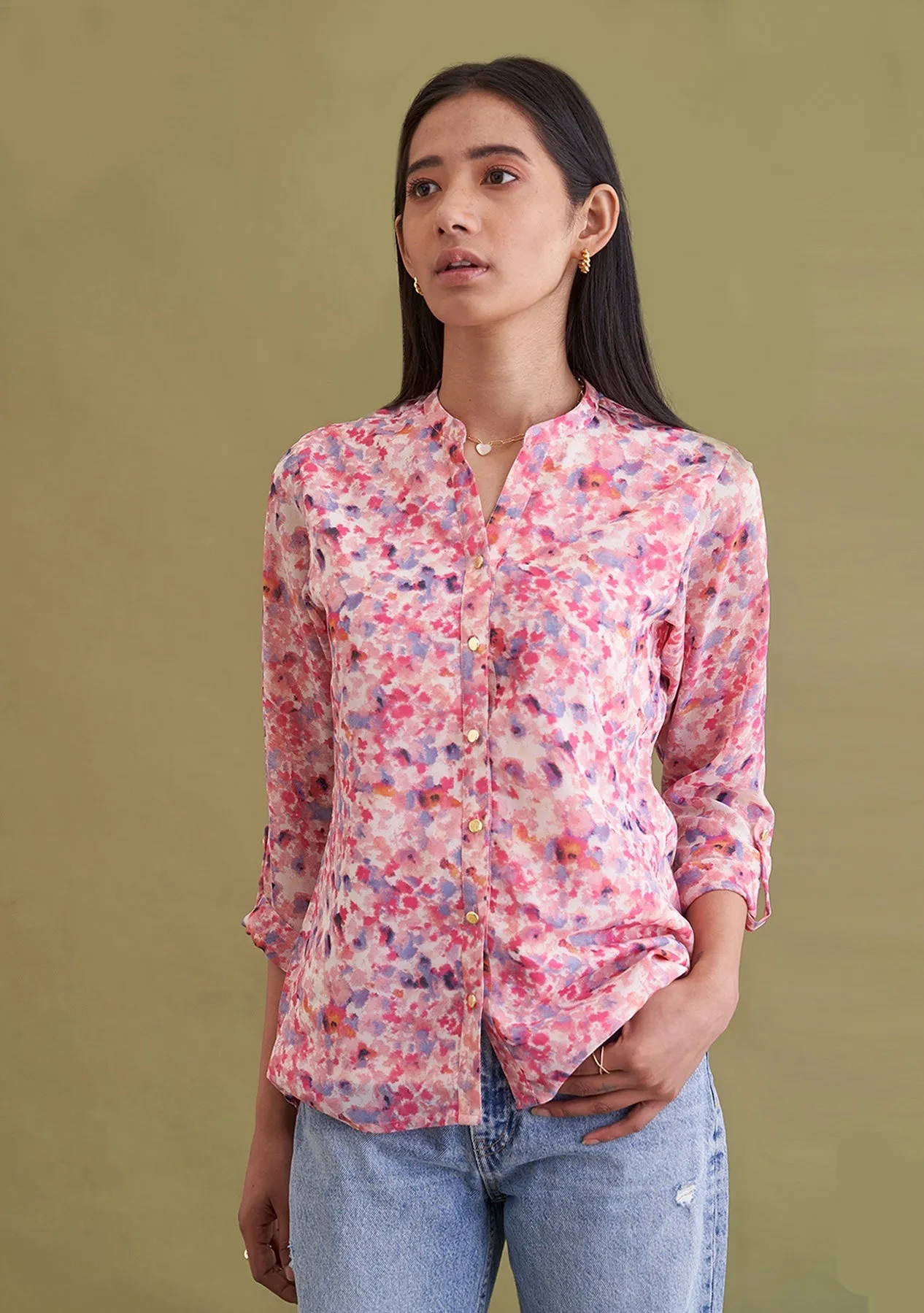 Floral Printed Multicolor Women's Shirt