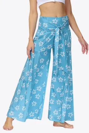 Floral Tie-Waist Tiered Culottes