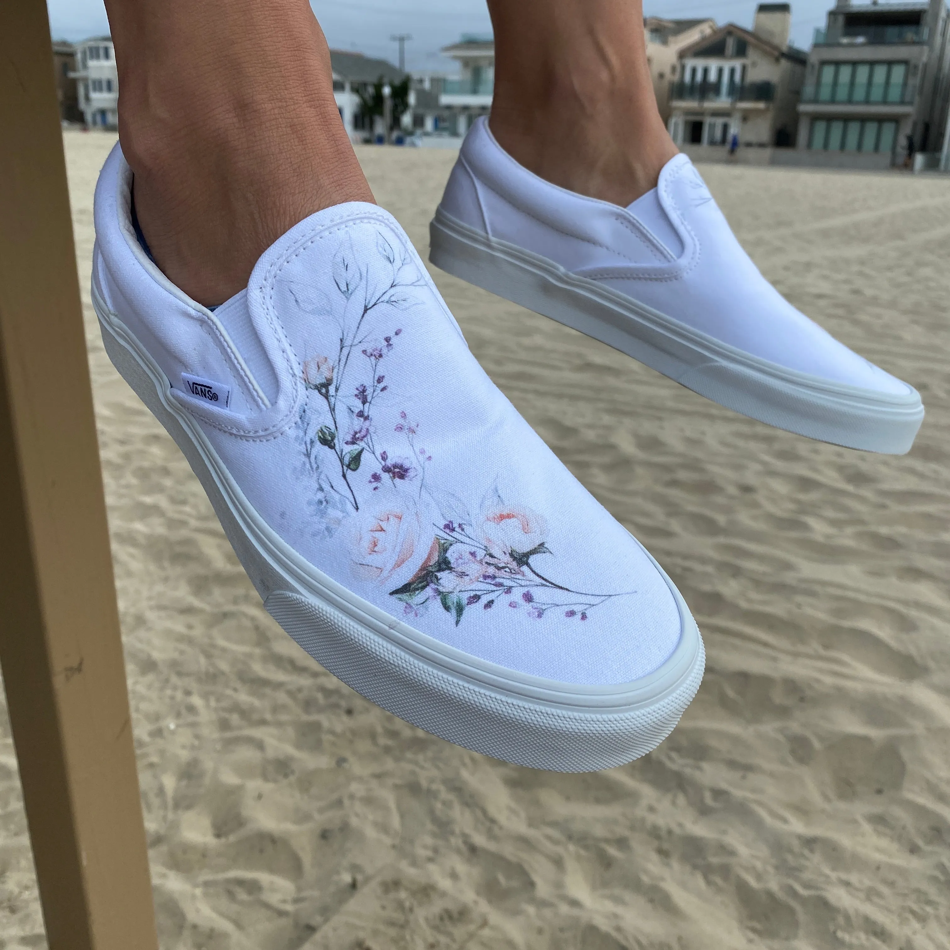 Flower Wreath Slip Ons - Custom Vans Shoes