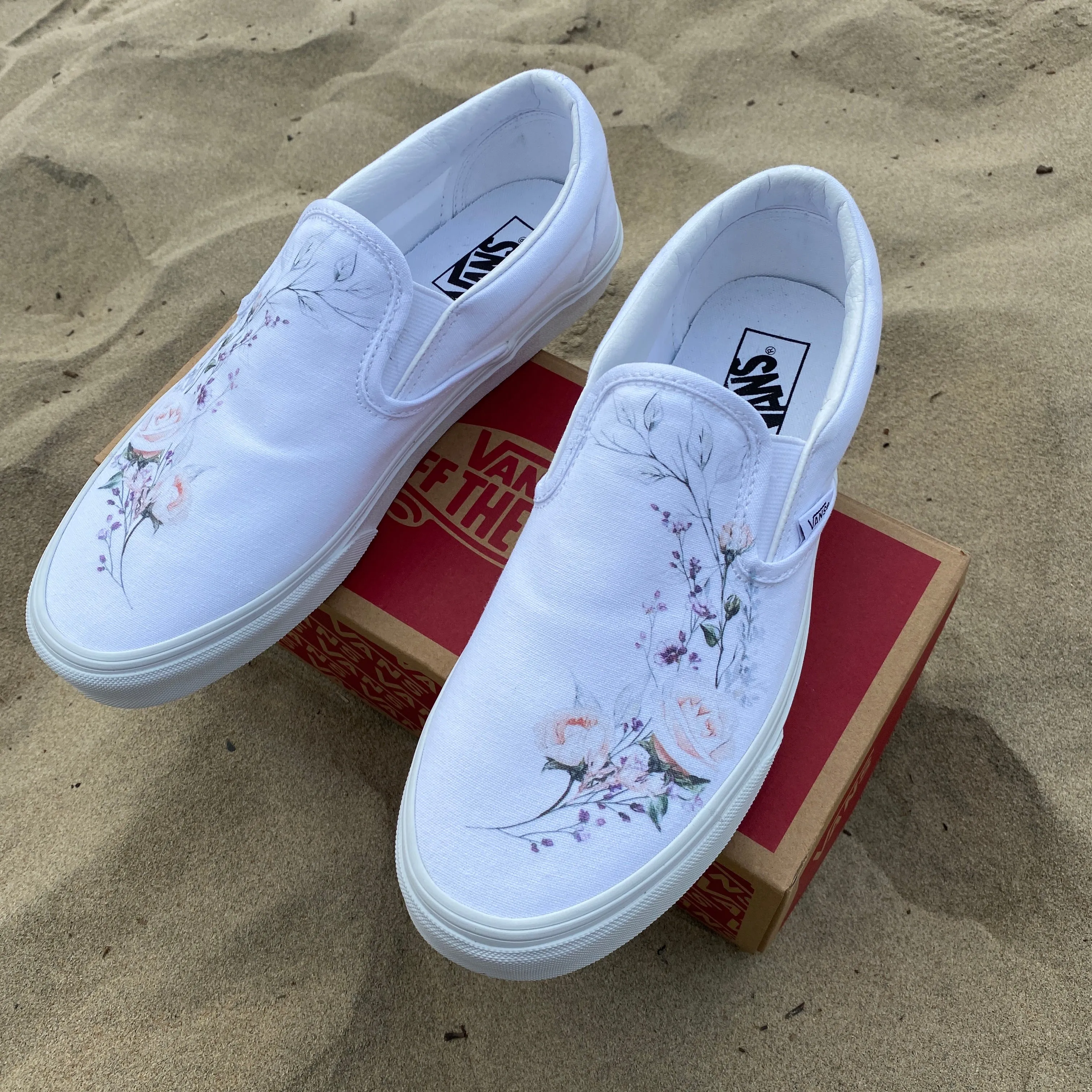 Flower Wreath Slip Ons - Custom Vans Shoes