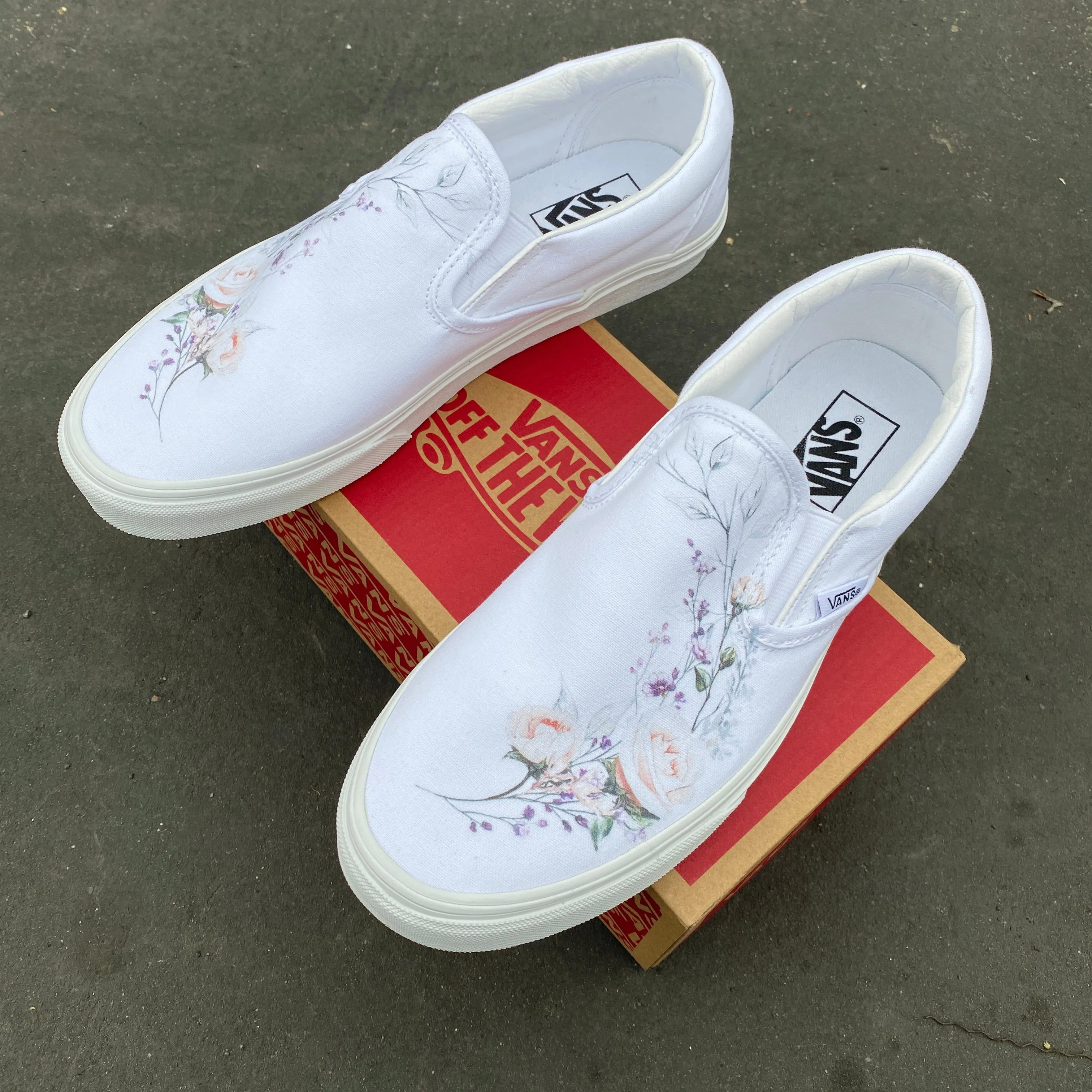 Flower Wreath Slip Ons - Custom Vans Shoes