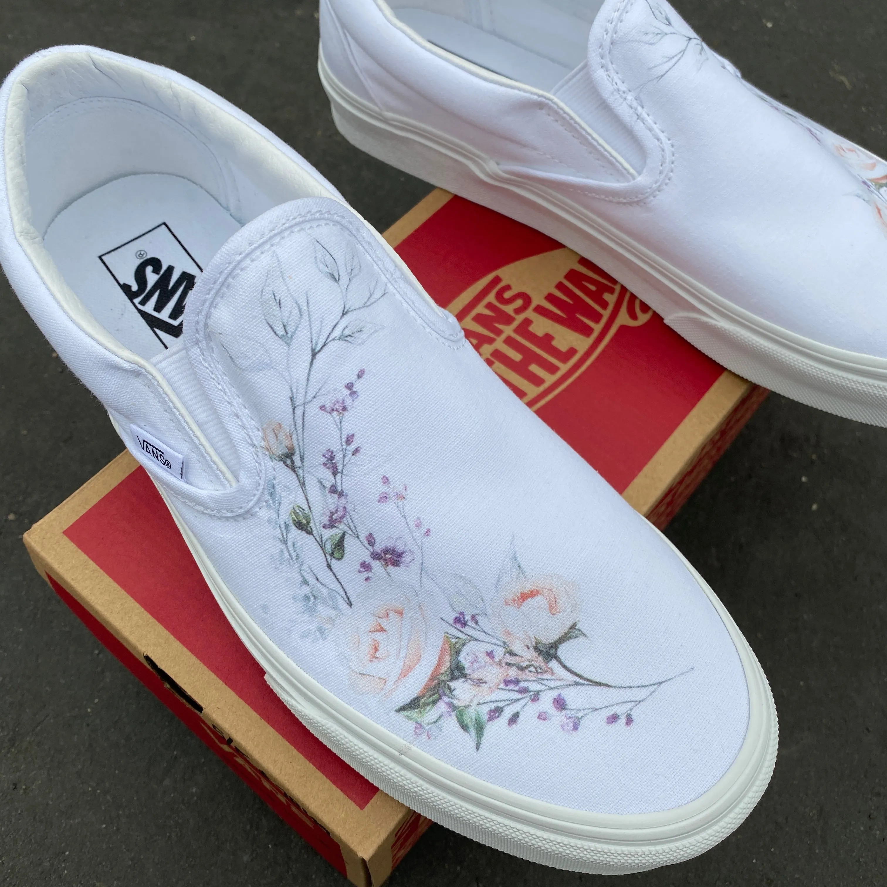 Flower Wreath Slip Ons - Custom Vans Shoes