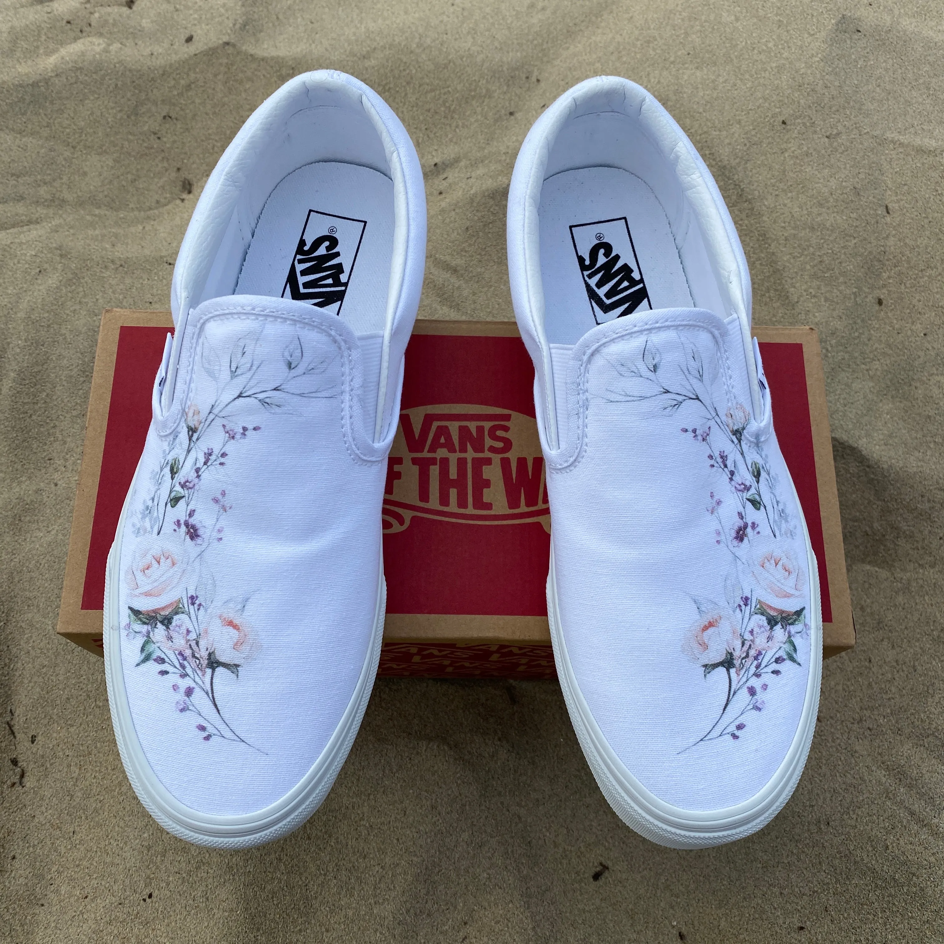 Flower Wreath Slip Ons - Custom Vans Shoes