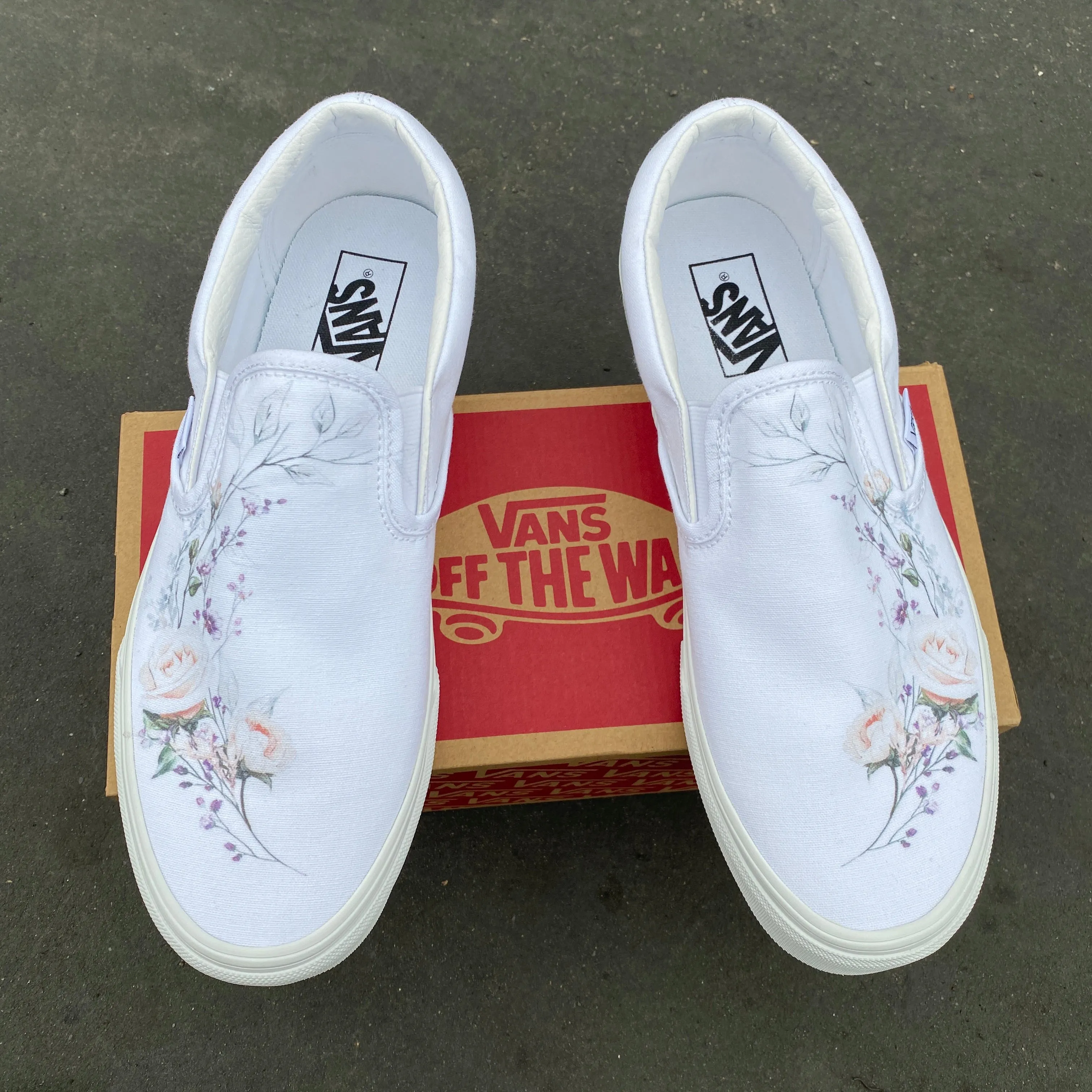 Flower Wreath Slip Ons - Custom Vans Shoes