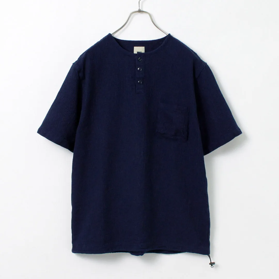 FOB FACTORY / F3493 Indigo waffle T-shirt