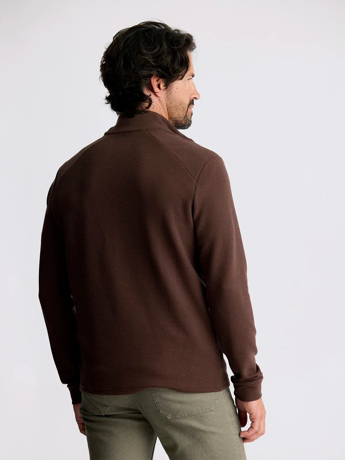 Free Fly Men's Waffle Quarter Zip in Chestnut