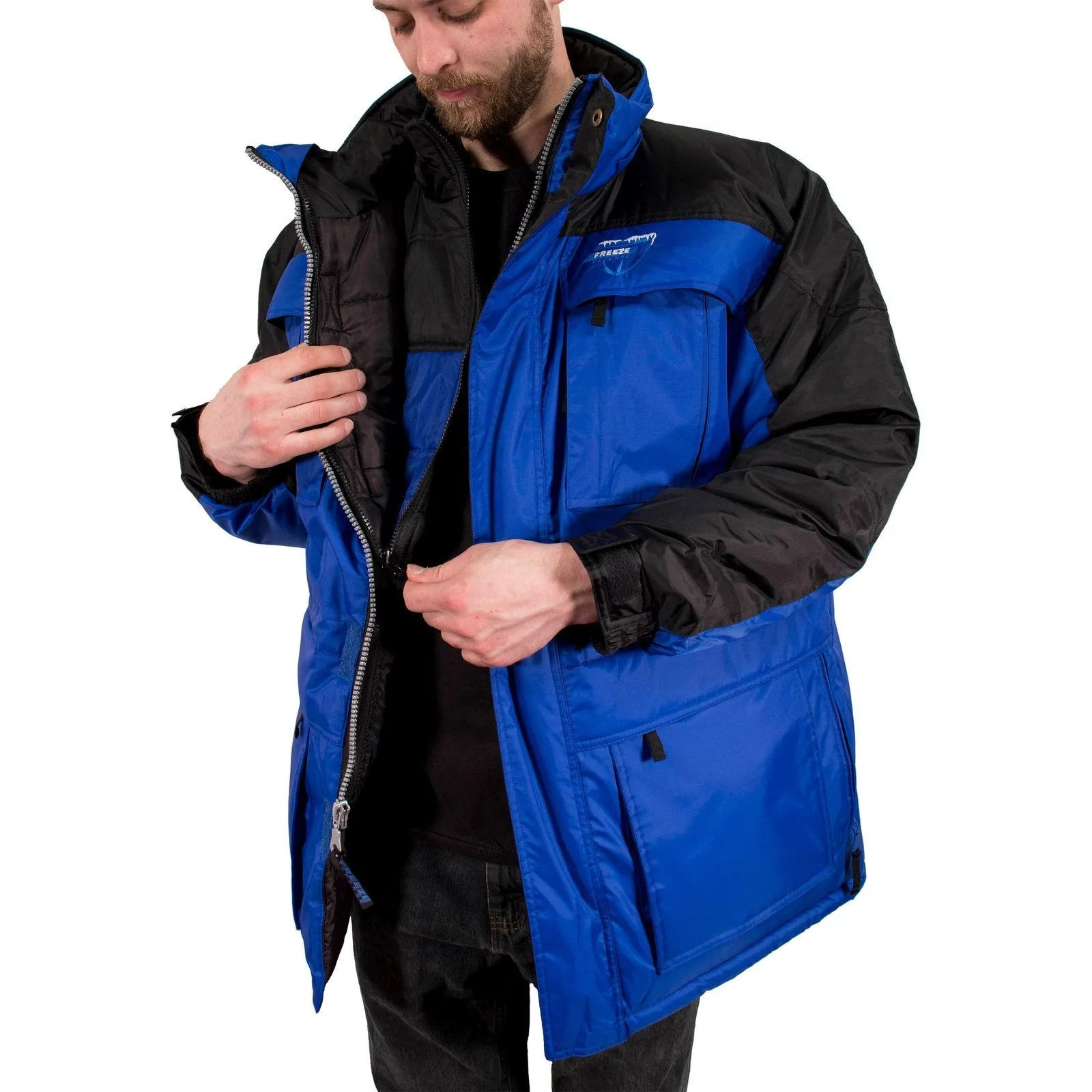 Freeze Defense Warm Men's 3in1 Winter Jacket Coat Parka & Vest (Small, Blue)