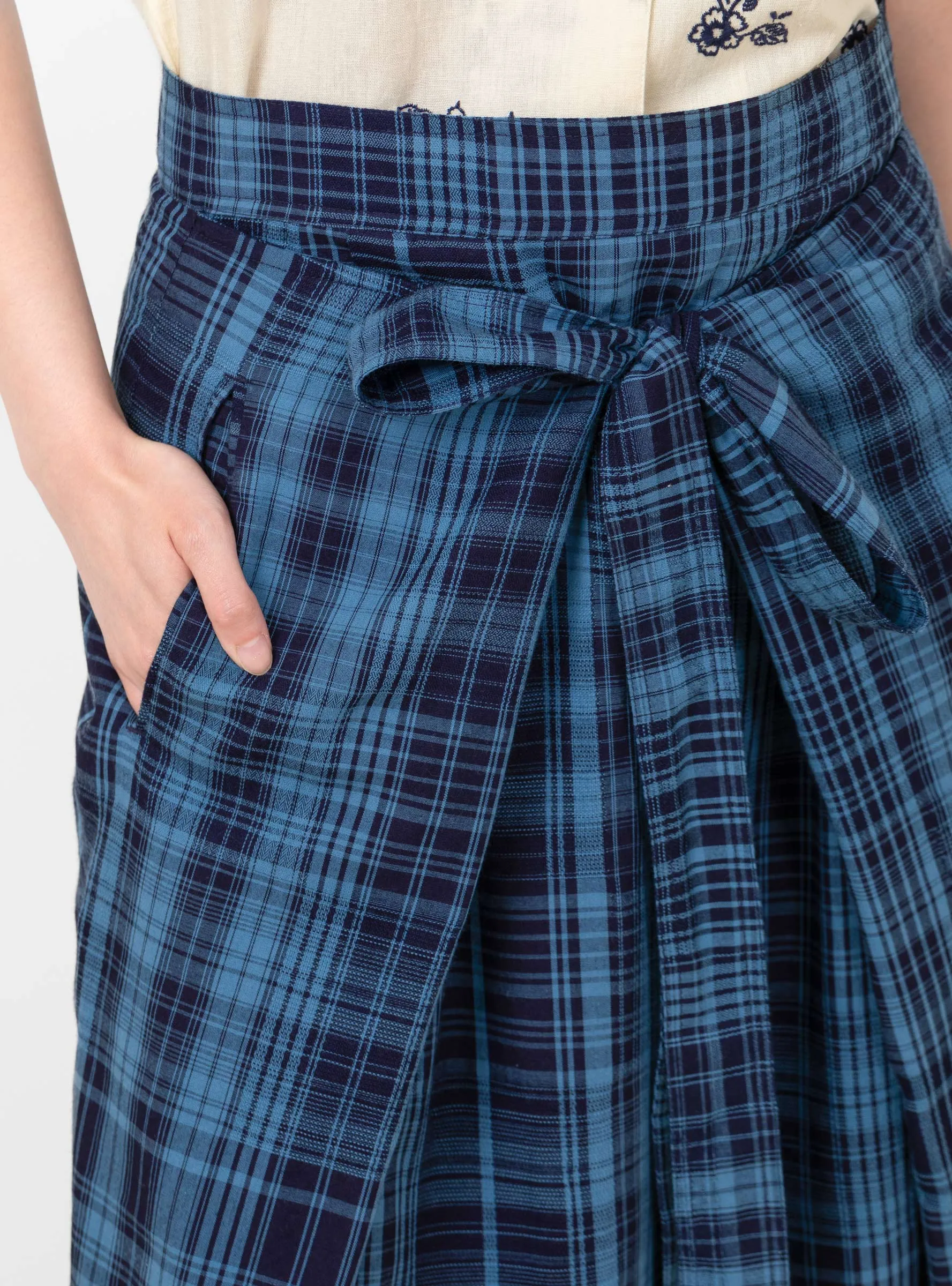 George Skirt Indigo Check