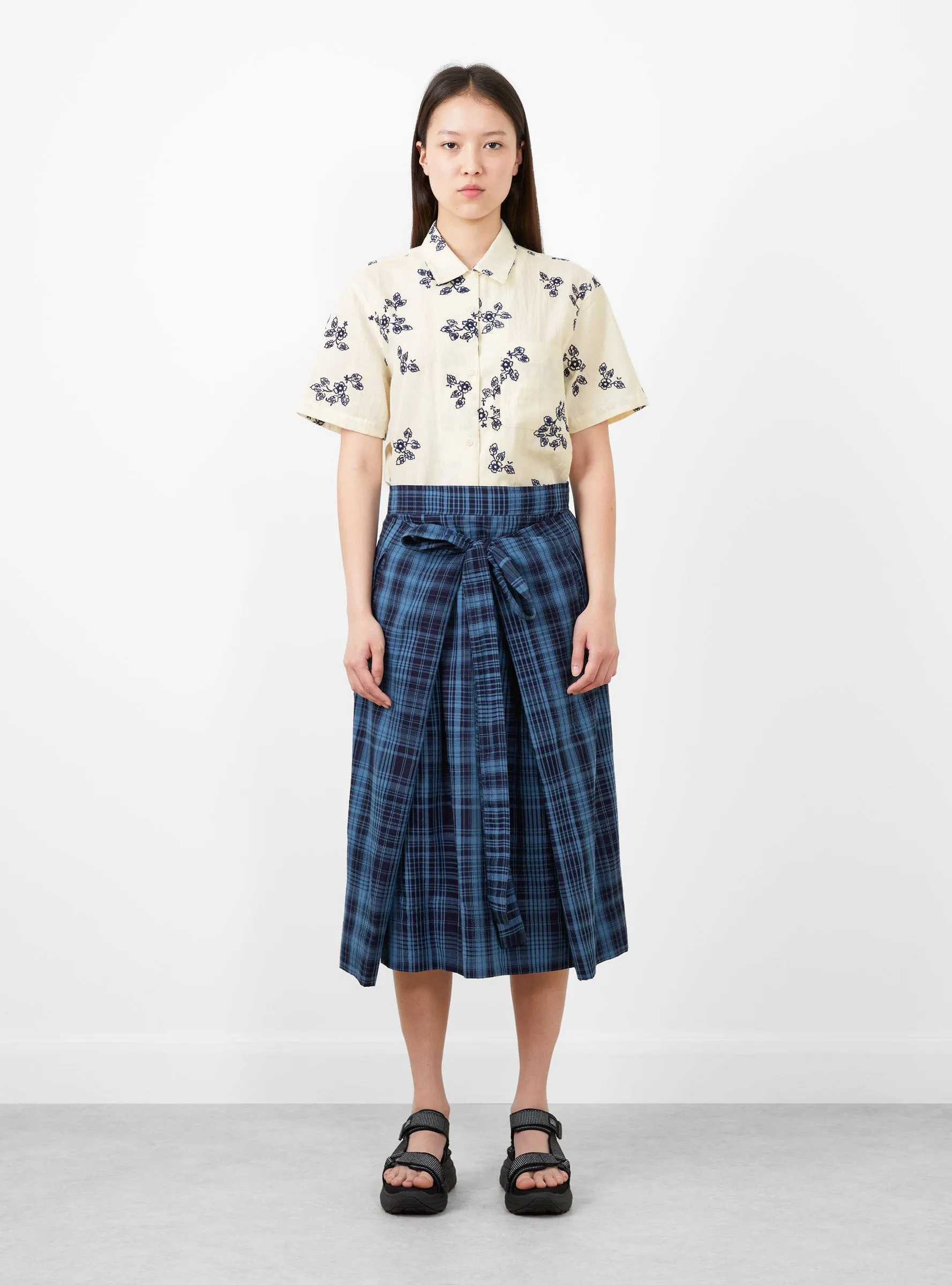 George Skirt Indigo Check