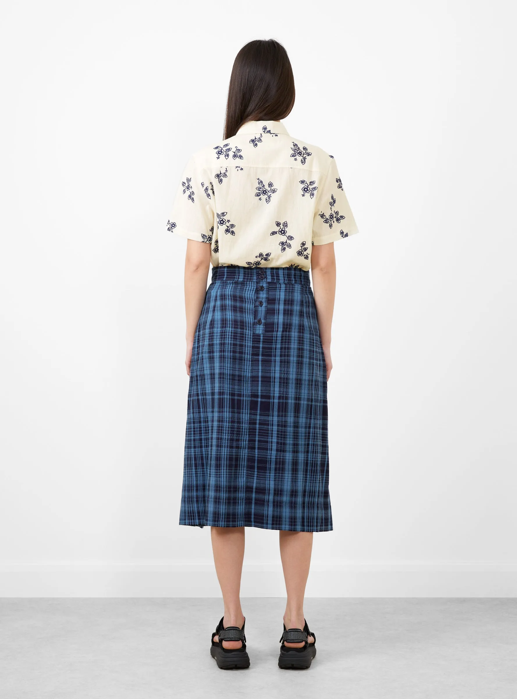 George Skirt Indigo Check