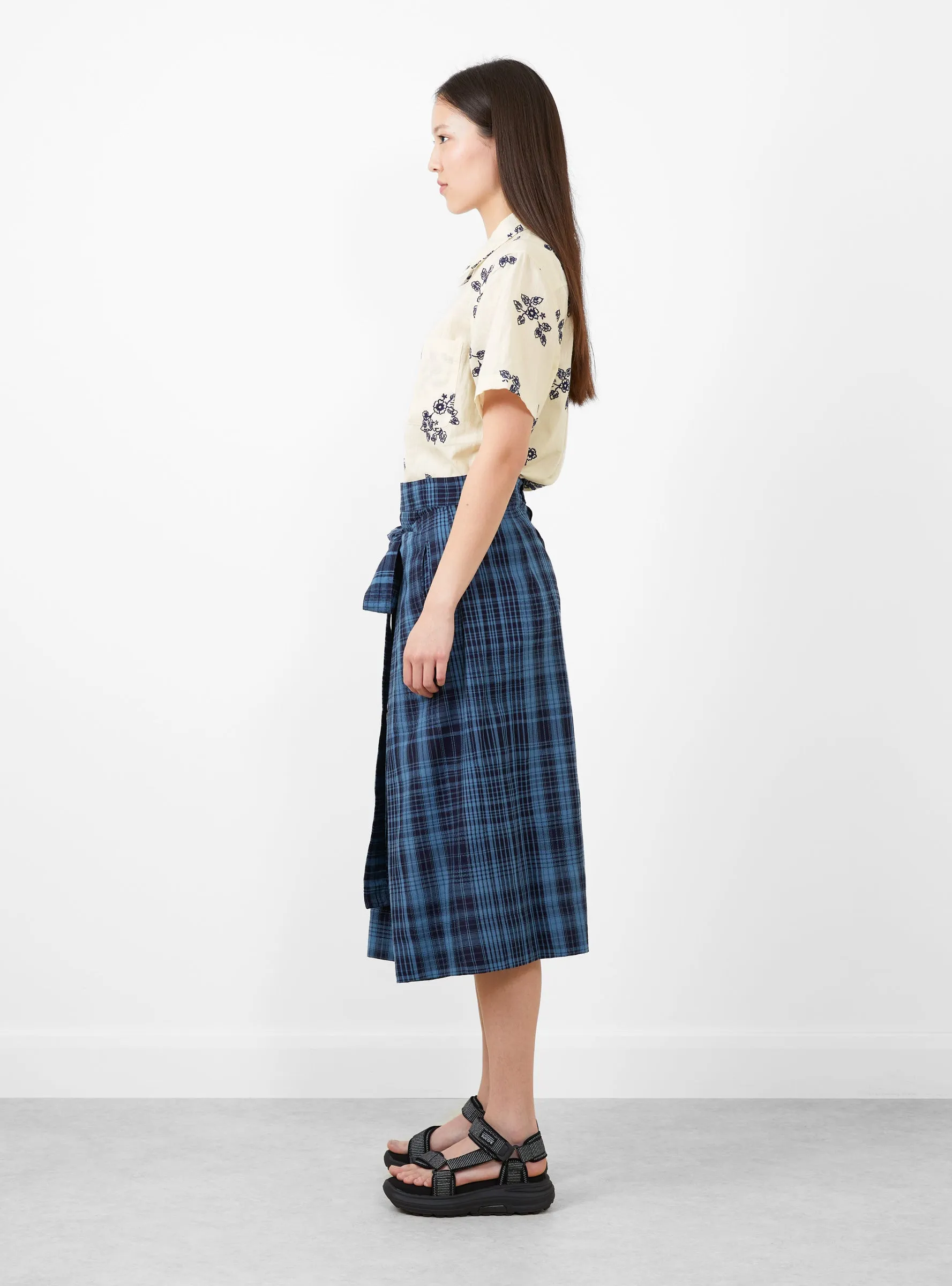 George Skirt Indigo Check