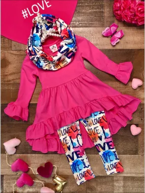 Girls Art Lover Tunic, Leggings and Scarf Set