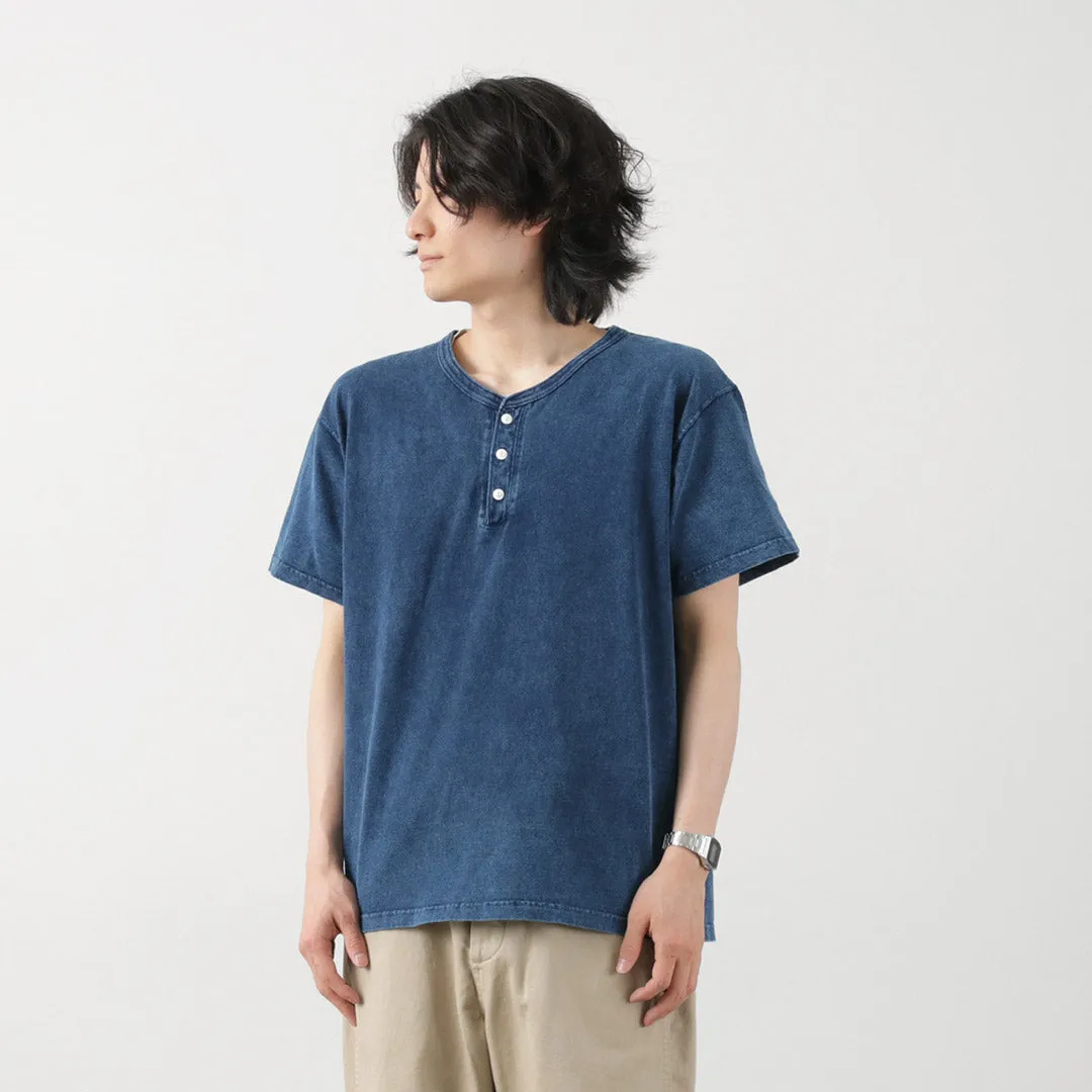 GOOD ON / Short Sleeve Henley T-Shirt / Indigo Shave