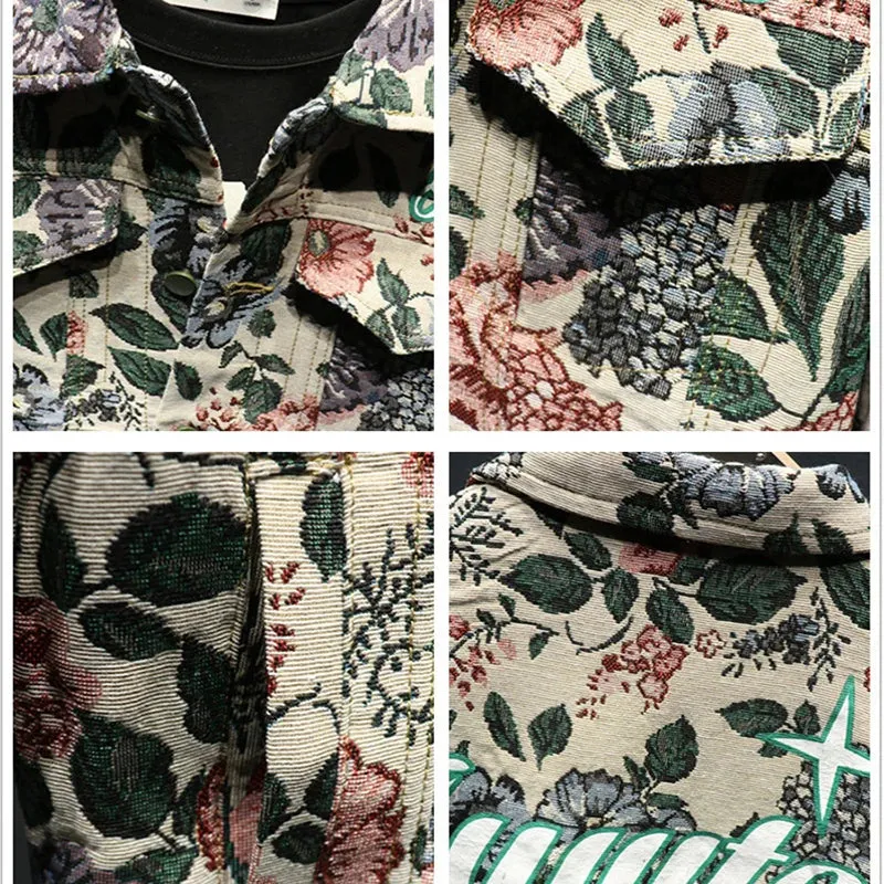 Green Letter Flower Jacquard Jacket