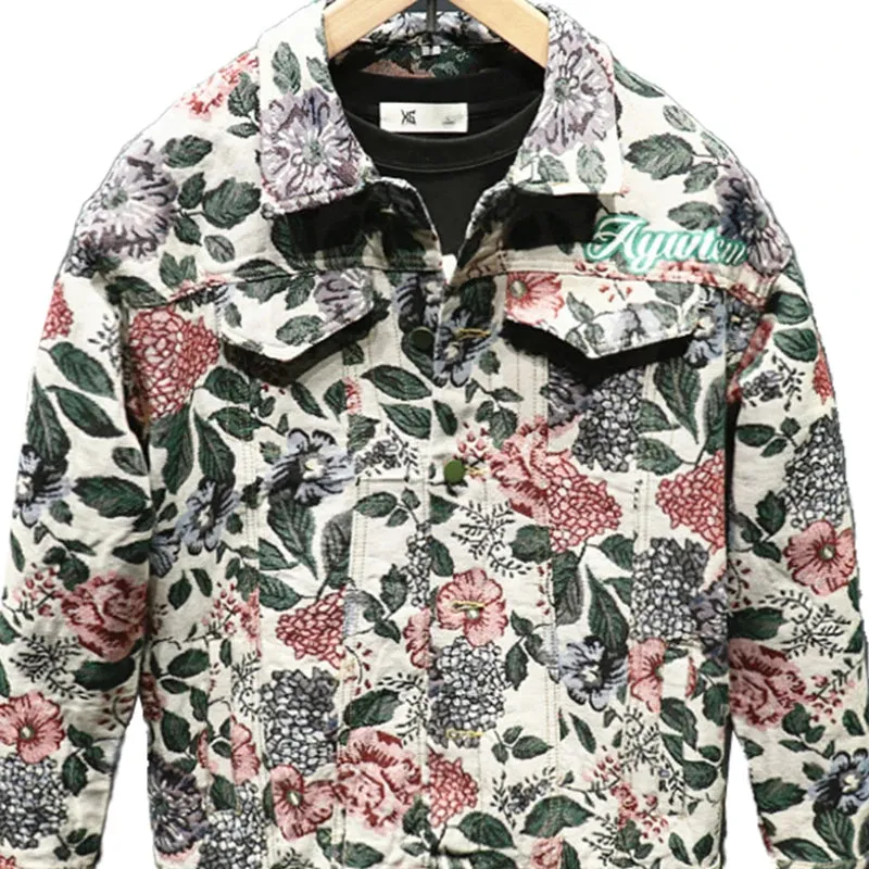 Green Letter Flower Jacquard Jacket