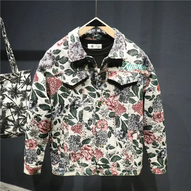 Green Letter Flower Jacquard Jacket