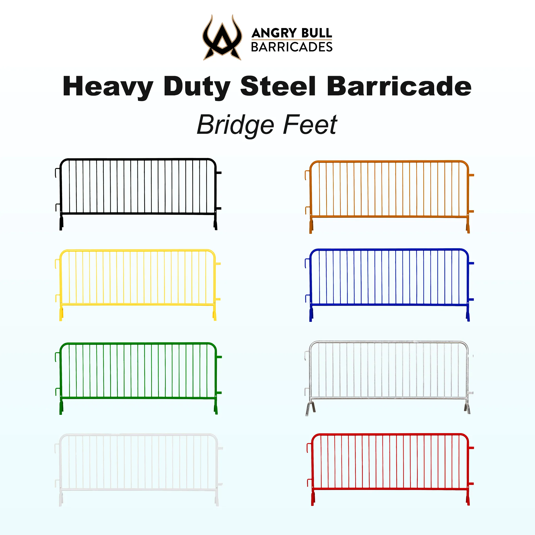 Heavy Duty Interlocking Steel Barricade, 8.5 Ft. - Angry Bull Barricades