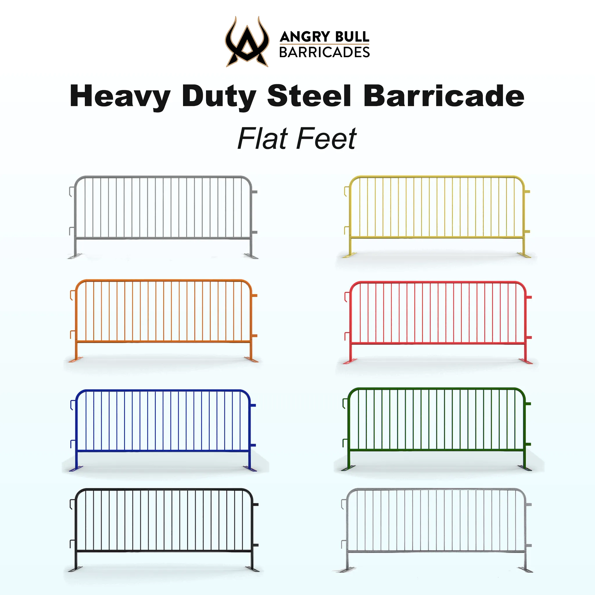 Heavy Duty Interlocking Steel Barricade, 8.5 Ft. - Angry Bull Barricades