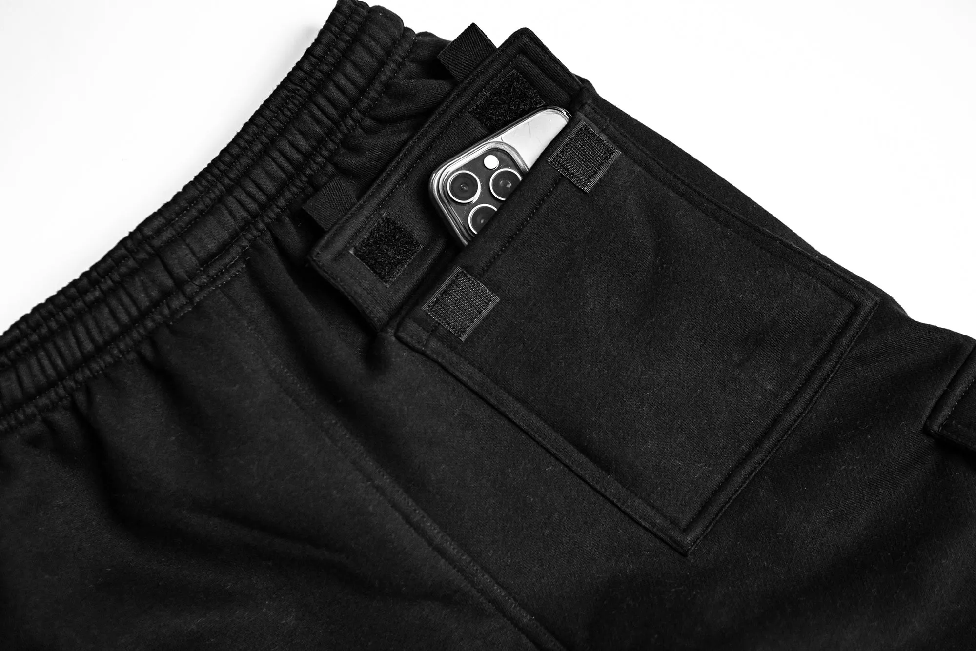 Heavy Fleece Cargo Pants - Black