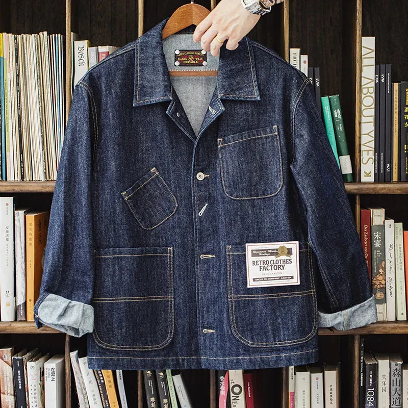 Hole Button Multi Pocket Denim Jacket