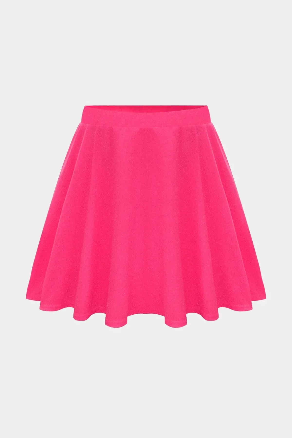 Hot Pink Pleated Elastic Waist Mini Skirt