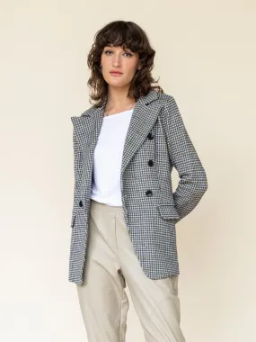 Houndstooth Knit Blazer Honey and Marshmallow