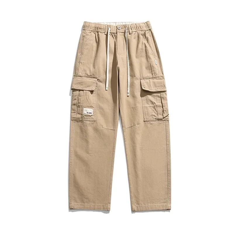 Japanese Streetwear Straight Pants - Casual Cargo Pants Army Green