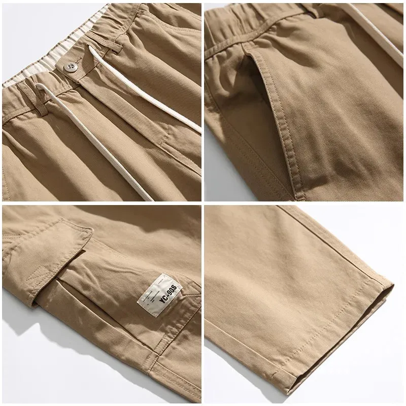 Japanese Streetwear Straight Pants - Casual Cargo Pants Army Green