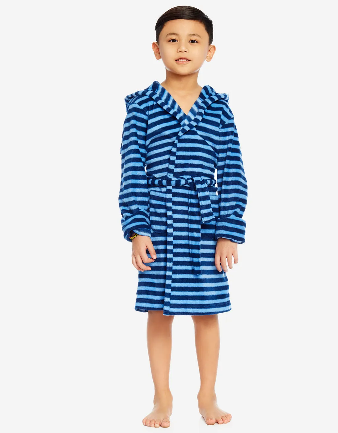 Kids Fleece Stripes Hooded Robe