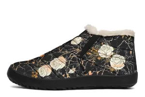 Kintsugi Rose Winter Sneakers - Warm & Easy Slip-On Shoes Lined with Vegan Wool with Anti-Slip Soles