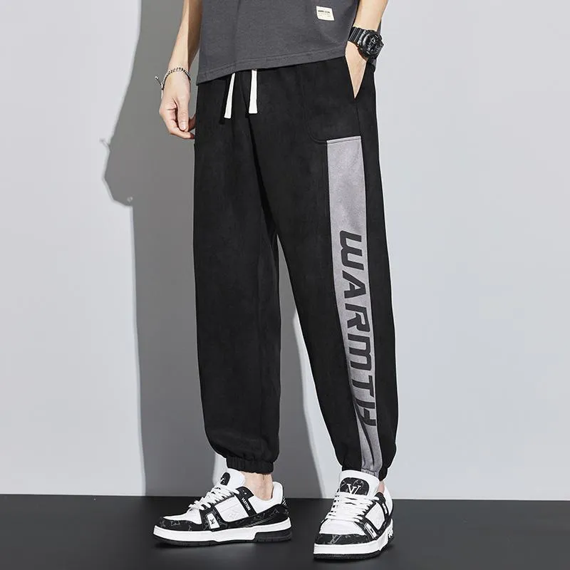 Knitted Casual Tapered Loose Fit Suede Sweatpant