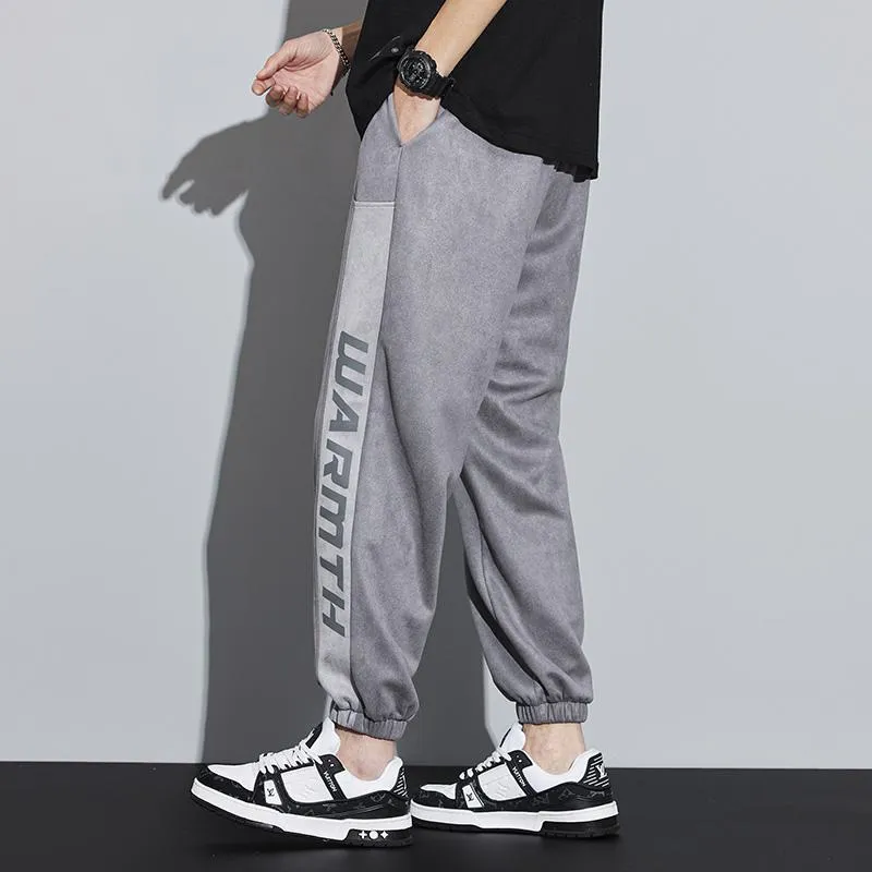 Knitted Casual Tapered Loose Fit Suede Sweatpant