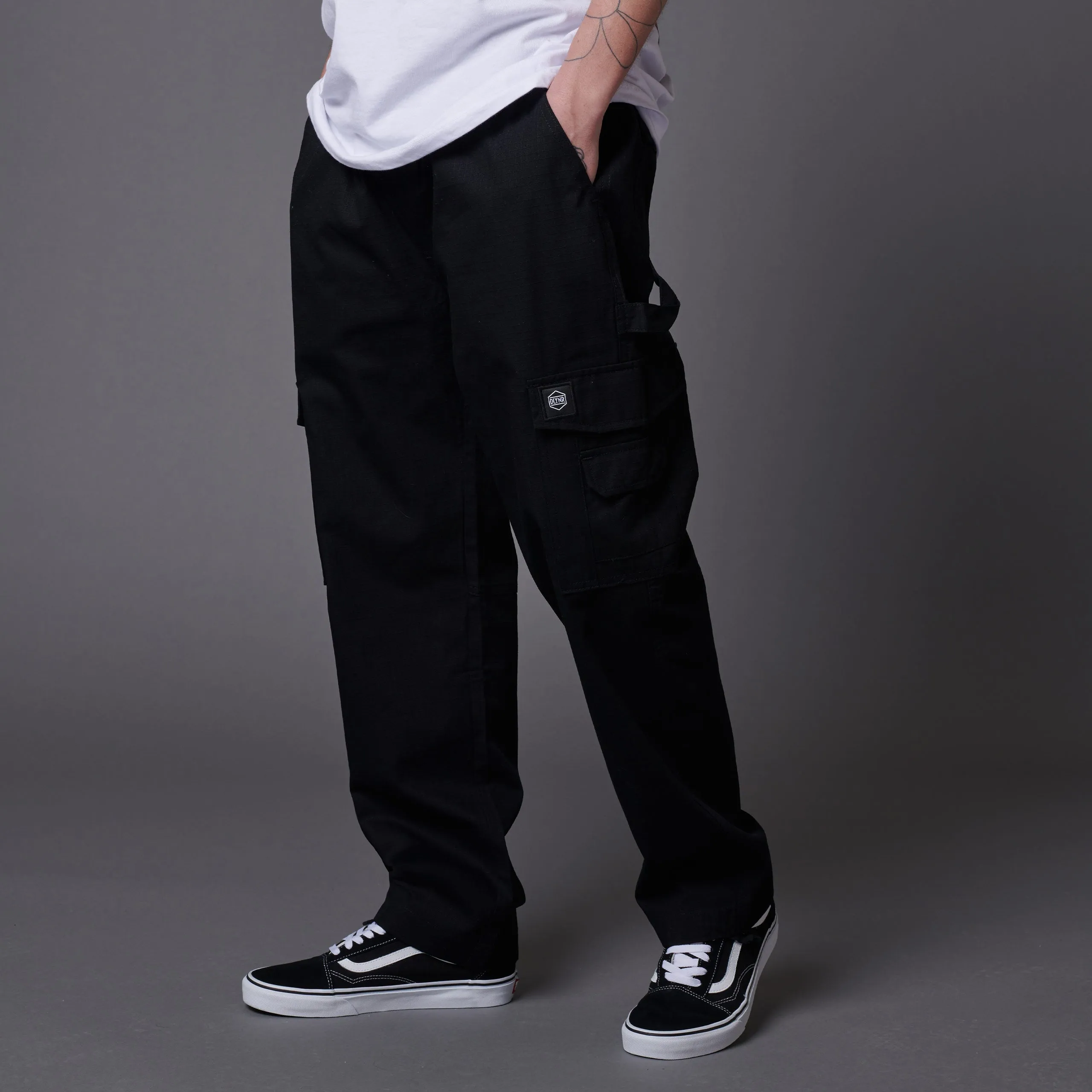 Laced Cargo Baggy Ripstop Black