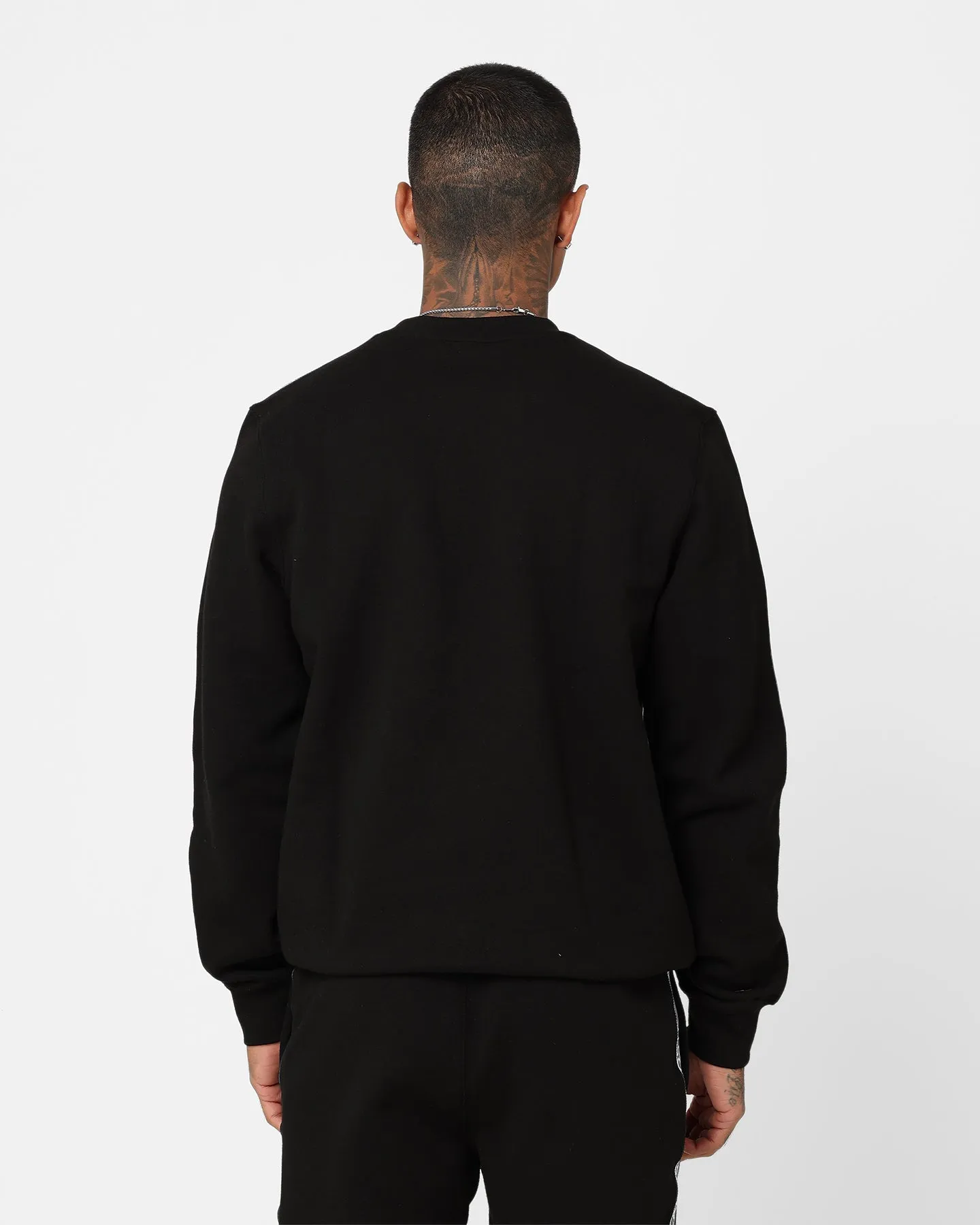 Lacoste Logo Tape Fleece Crewneck Sweatshirt Black